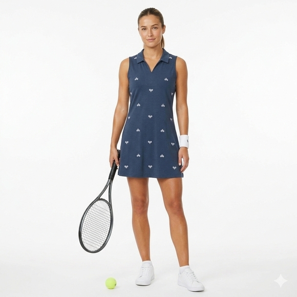 Sigrid Olsen Dresses & Skirts - Sigrid Olsen Golf & Tennis Navy Sleeveless Polo Dress with Embroidery Large NWT